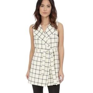 Pendleton Darcy Windowpane Plaid Virgin Wool Wrap Sleeveless Vest W1635 Sz M